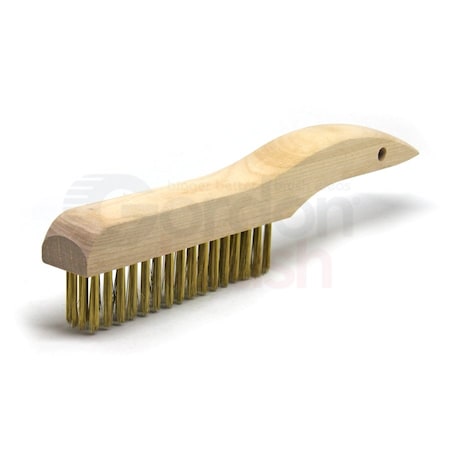 Gordon Brush 4 x 16 Row 0.006 Brass Wire and Wood Shoe Handle Plater's Brush, PK12 444B006G